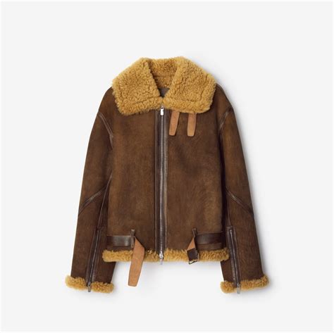 burberry fliegerjacke|Shearling Aviator Jacket in Moss .